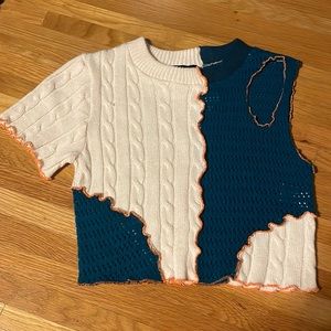 Vintage cropped patchwork sweater